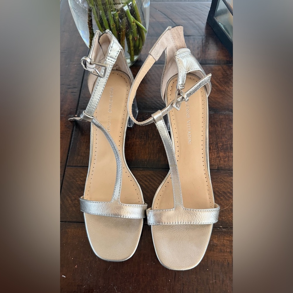 Adrienne Vittadini Metallic Silver Sandals